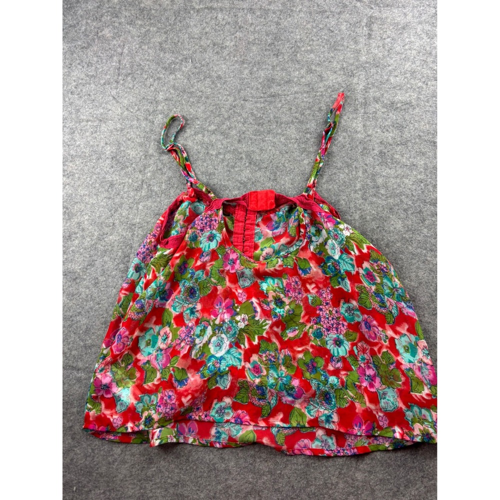 I Love H81 Red Floral Camisole Top Boho Lingerie Sheer Tank Womens S Sexy Fairy